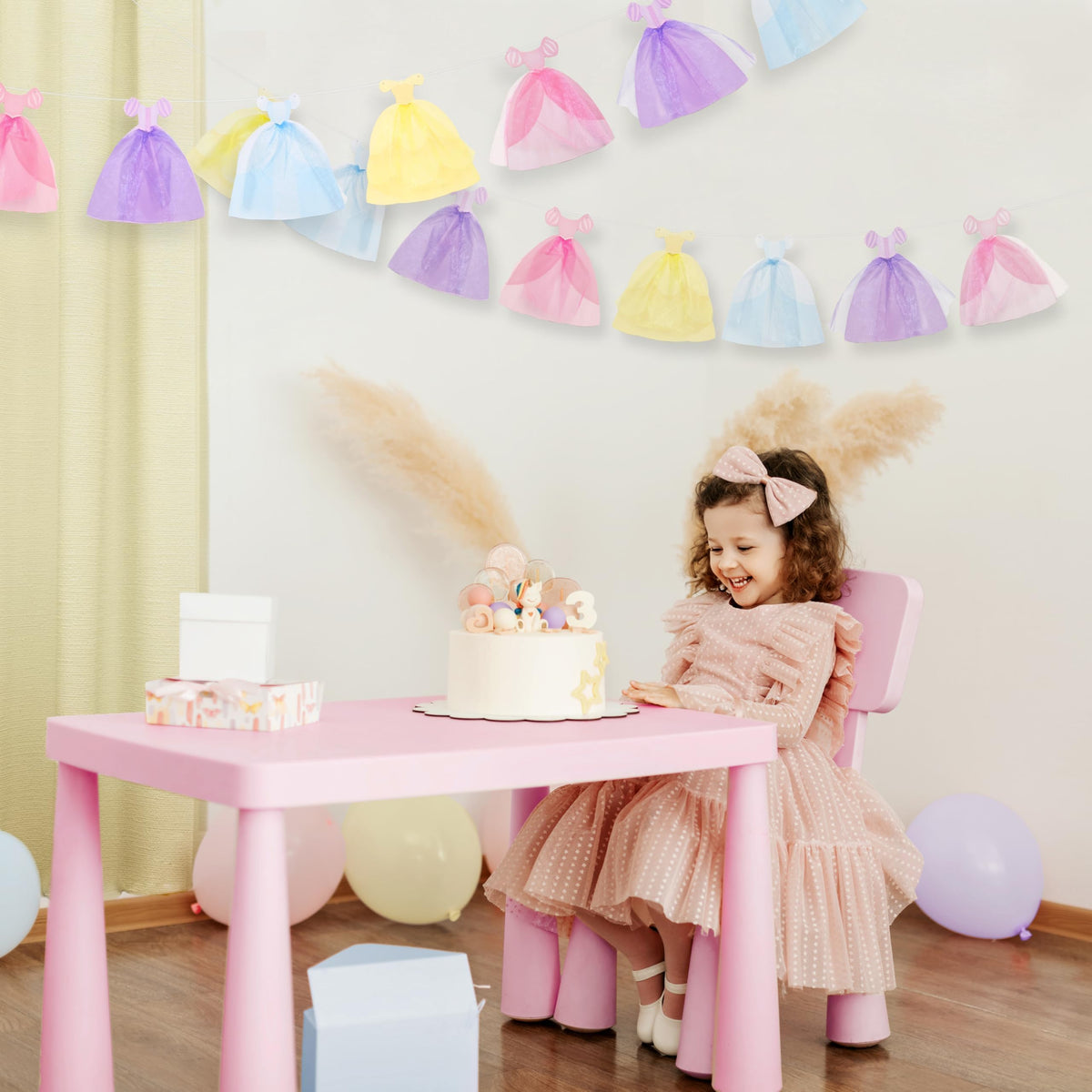 Cheerland Princess Party Banner Ball Gown Hanging Pastel Bunting Dress Garland Royal Theme