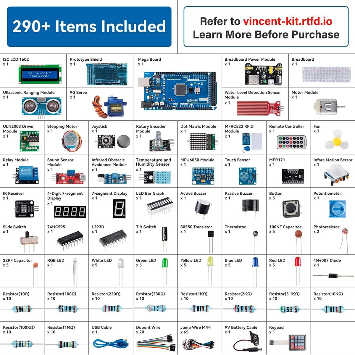 SunFounder Project The Most Complete Electronics Starter Kit Compatible with Arduino Mega 2560 R3
