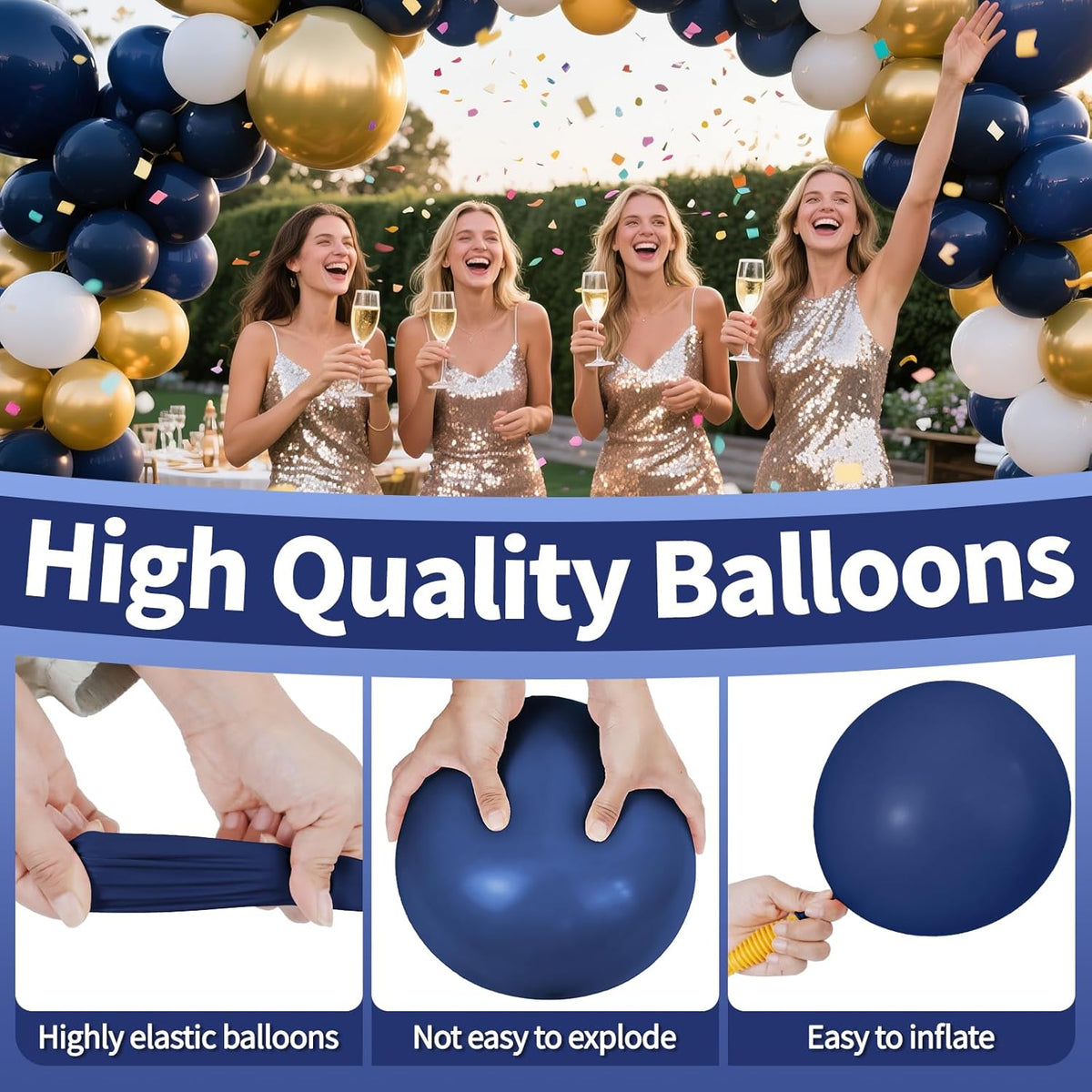 KAWKALSH Navy Blue Balloon 12 Inch, 110pcs Latex Party Balloons Helium Bright Color for Birthday