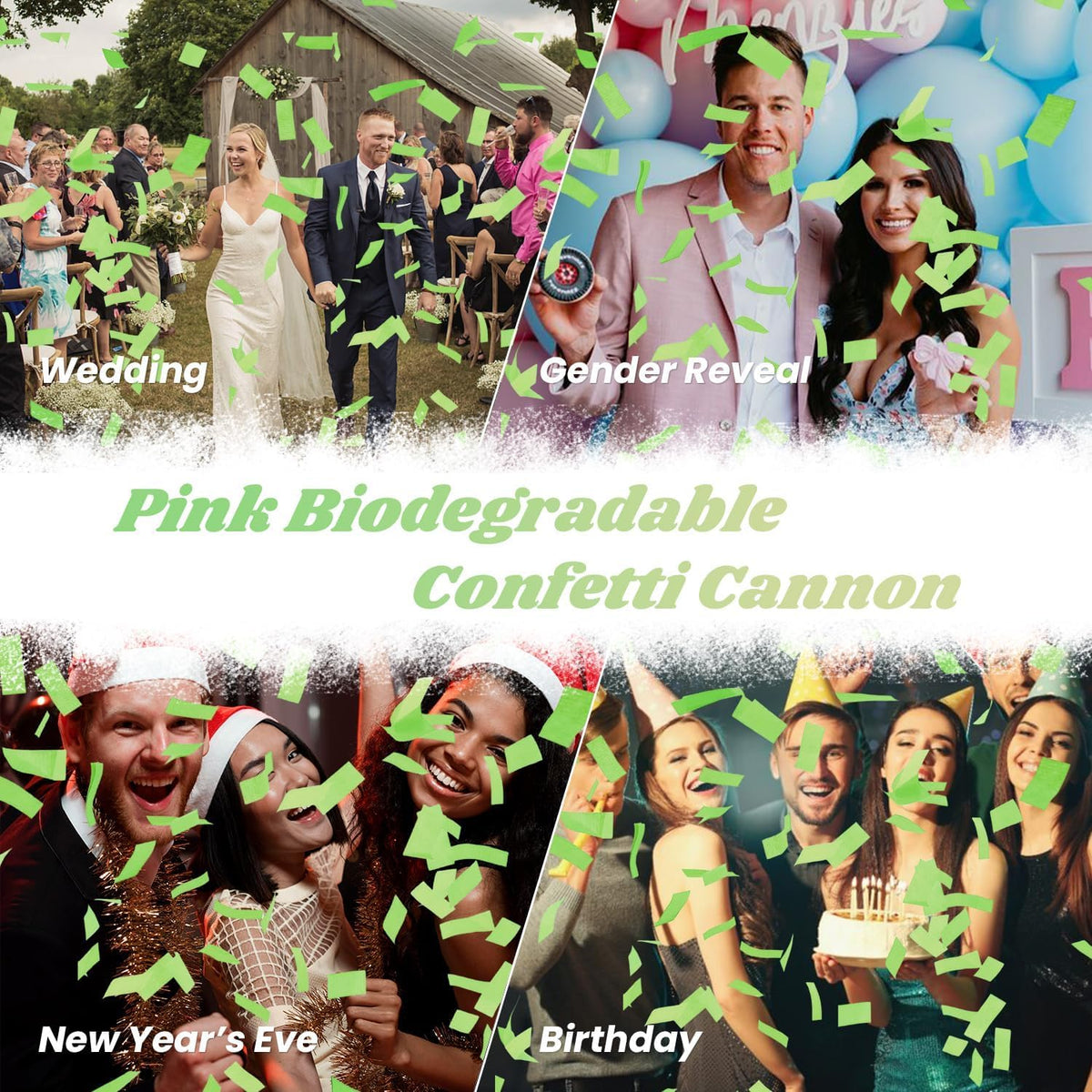 Confetti Cannon Green Biodegradable Confetti Poppers 12Pack Party Poppers Confetti Shooters Green
