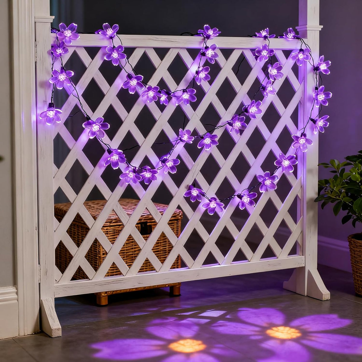Decorative Flower String Lights, 33ft 100 LED Clear Wire Plug in Fairy Lavender Cherry Blossom