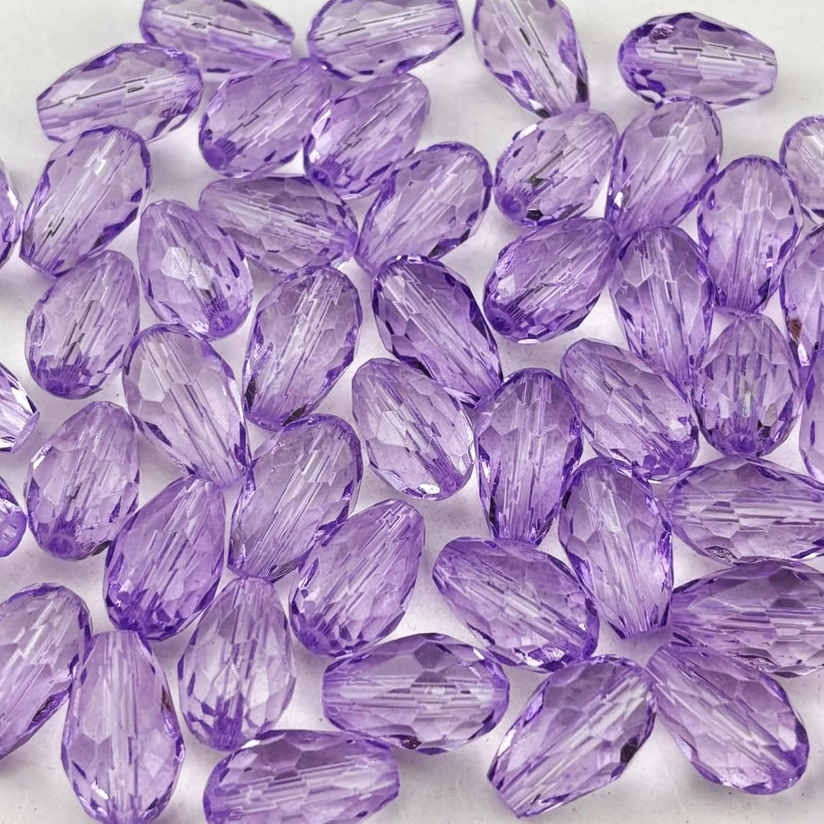 100pcs 8x12mm Teardrop Crystal Glass Beads for Jewelry Making, Faceted Vertical Hole Teardrop Glass