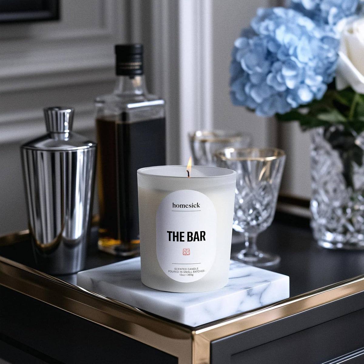 Homesick The Bar Scented Candle – 13 oz Soy Wax Candle with Organic Cotton Wick, 60–80 Hour Burn