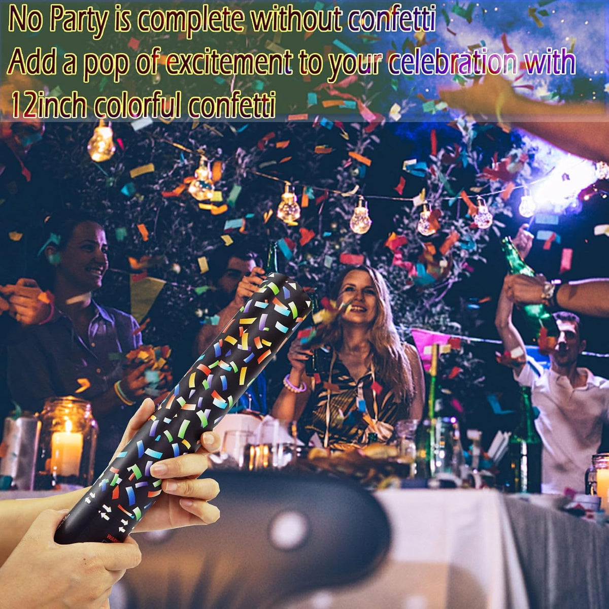 12 Inch Confetti Cannon Multicolor Confetti Popper Party Shooter for Wedding Birthday Graduation