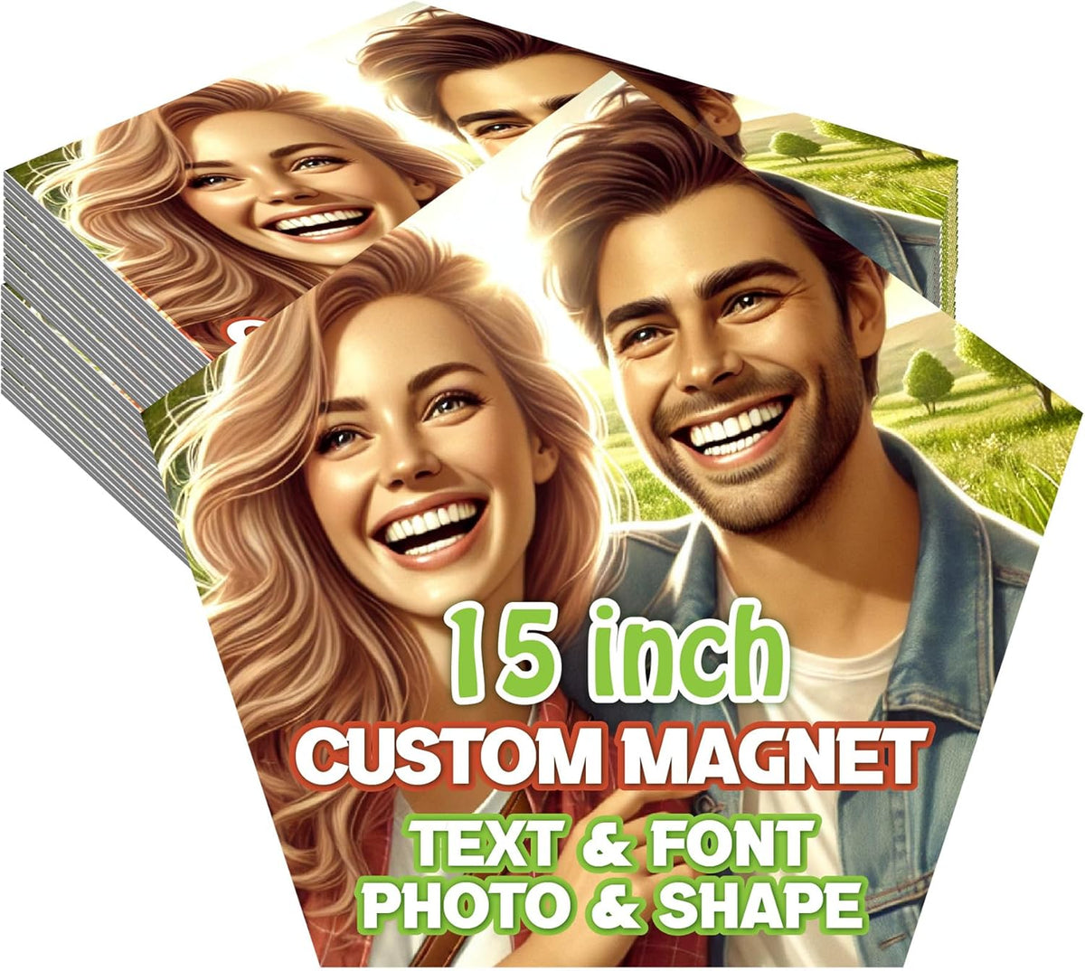 KETABAO – 15" Pentagon Custom Refrigerator and Car Photo Magnets - Personalize with Photos of Your