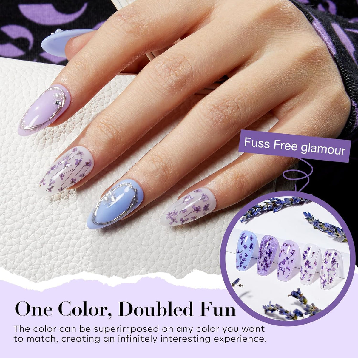 AZUREBEAUTY Purple Twilight Bloom Dip Powder Nail Kit Starter with Base, Top Coat, Activator