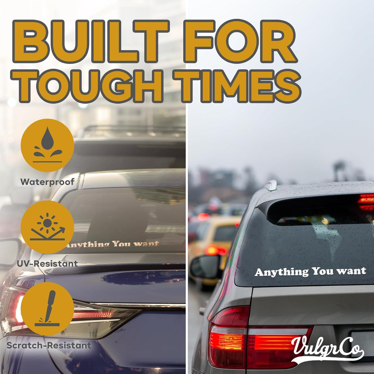 VulgrCo Custom Windshield Sticker, Create Your Own Custom Vinyl Decals for Cars, Long-Lasting Front