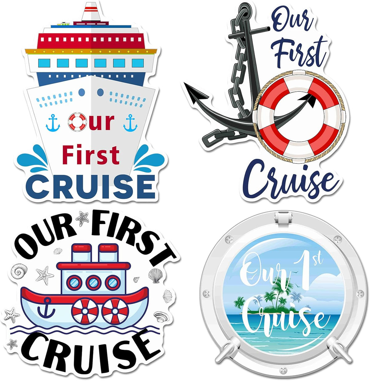 Hoteam 4 Pcs Our First Cruise Door Decorations Magnetic Large First Cruise Ship Door Magnets Funny