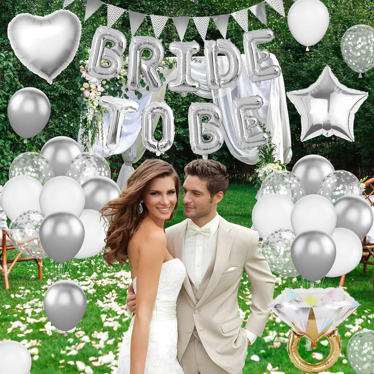 Silver Bachelorette Party Decorations, Silver Bride To Be Bridal Shower Balloons Decorations