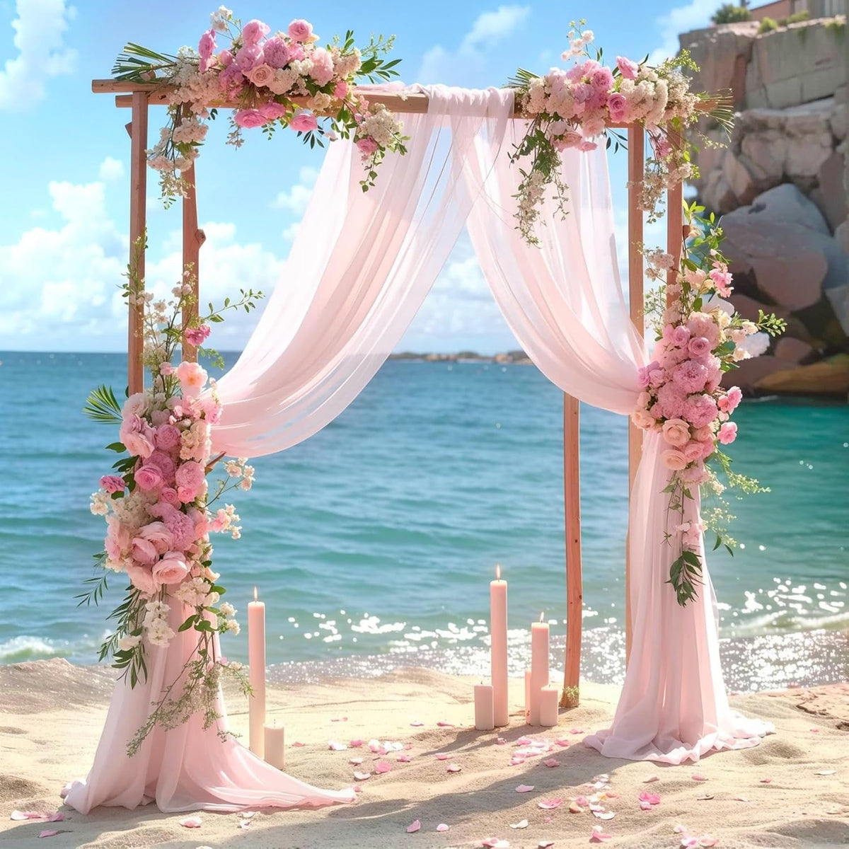 Wedding Arch Draping Fabric, 1 Panel 28" x 19Ft Blush Arch Drapes Sheer Backdrop Curtain for