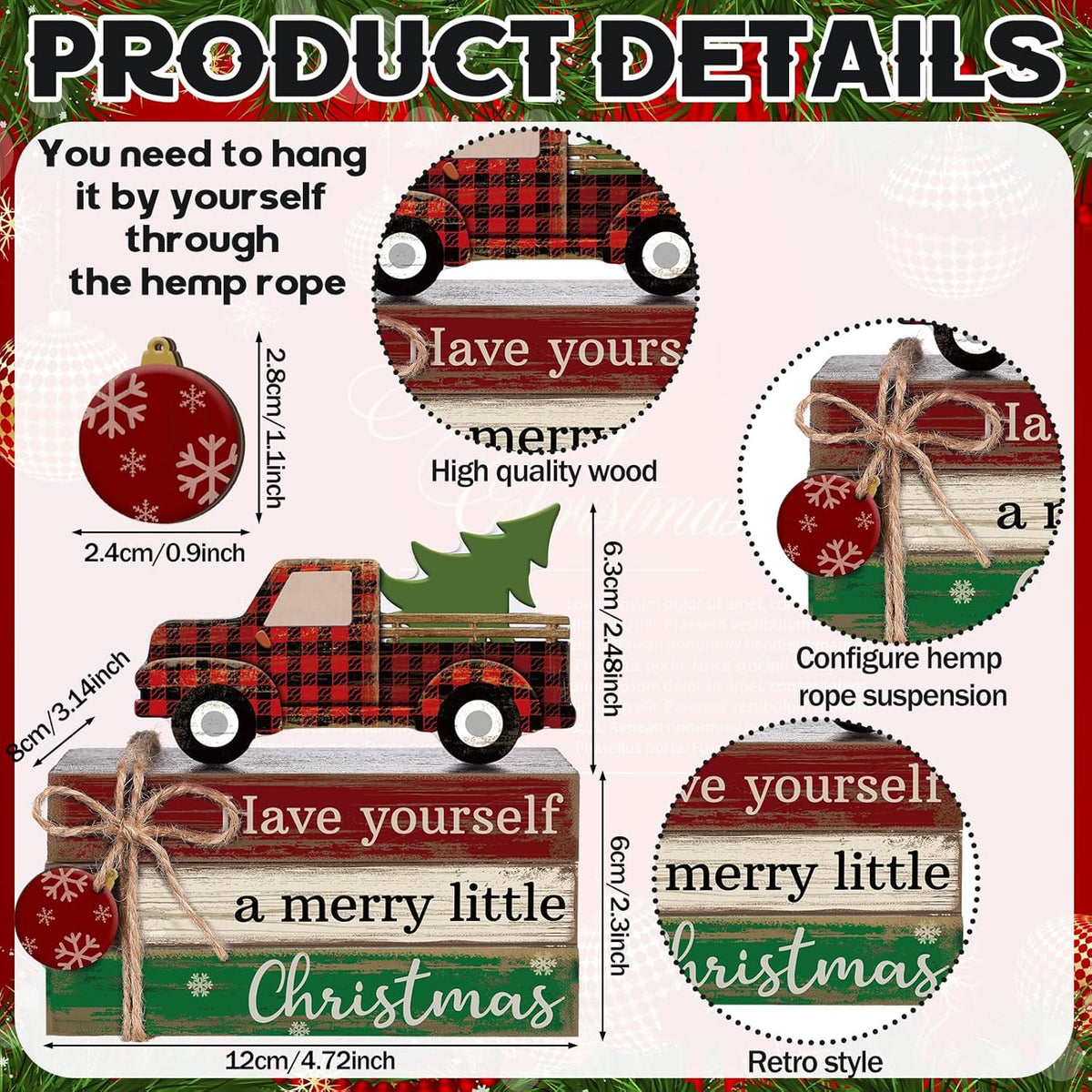 4 Pcs Christmas Table Decor Winter Table Decorations Christmas Tiered Tray Decor Decorative Truck