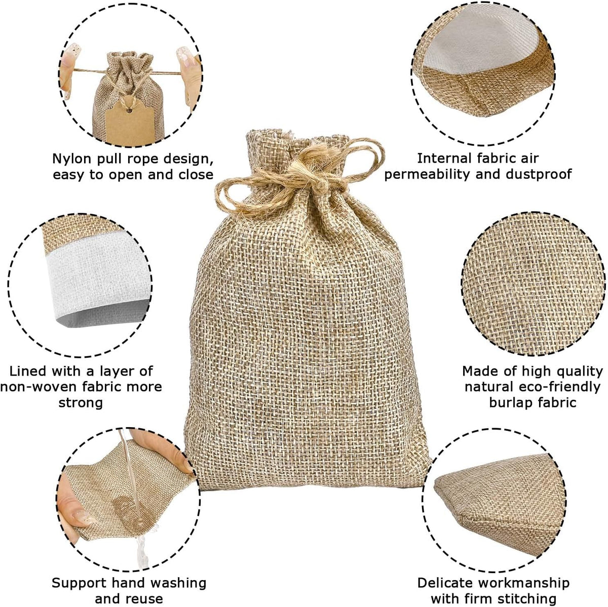 Jutieuo 25pcs Small Burlap Bags with Drawstring - 4x6 Inch Reusable Premium Linen Sacks Bags with