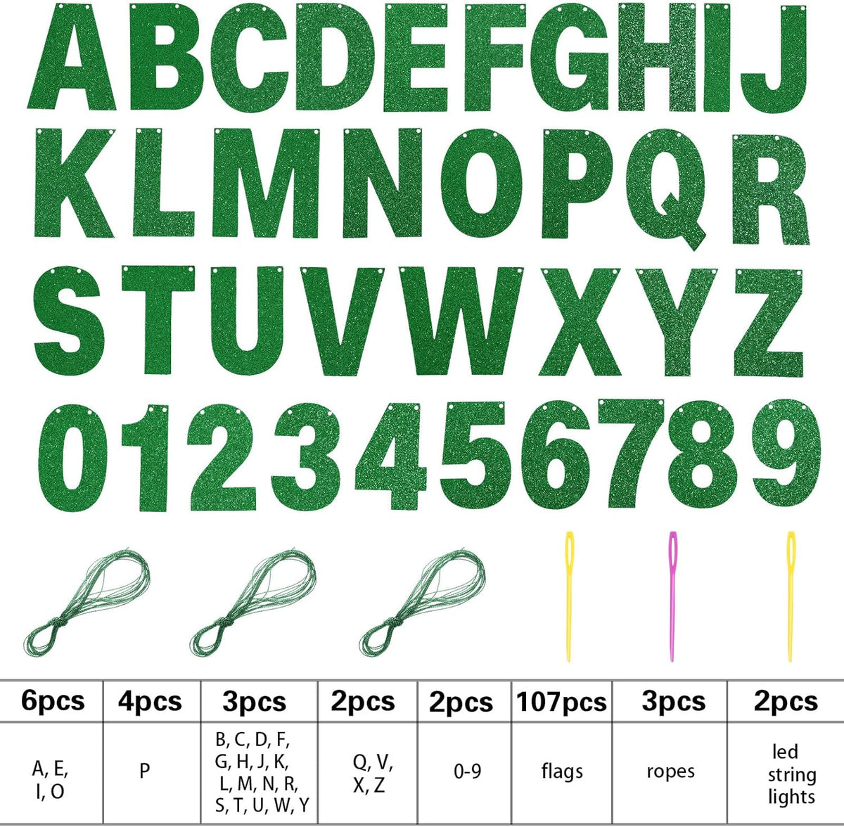 TaoBary 112 Pcs DIY Letter Custom Banner Glitter Customizable Banner Kit Including 107 Letters and