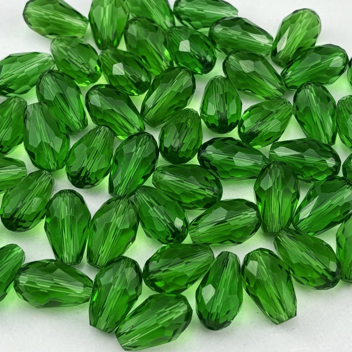50pcs 10x15mm Teardrop Crystal Glass Beads for Jewelry Making, Faceted Vertical Hole Teardrop Glass