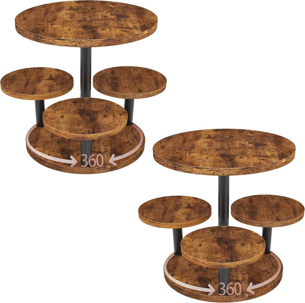 Cupcake Stand, 2 Pack Rotatable Cupcake Stand for 50 Cupcakes, Wood Cake Stand Cupcake Tower