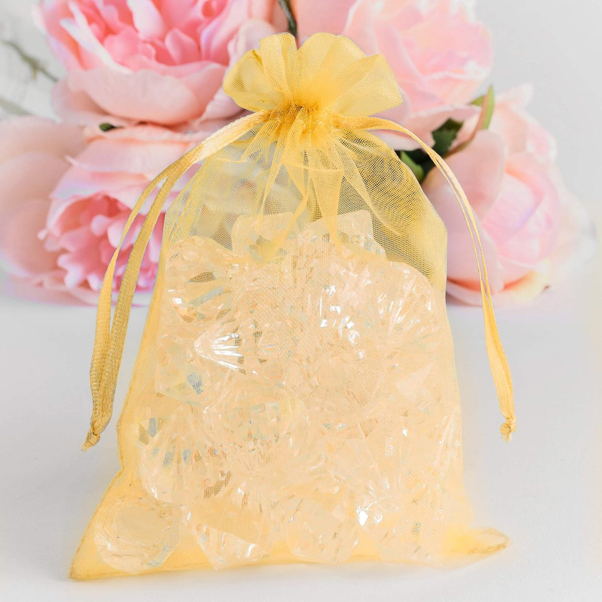 Super Z Outlet 100 Pack 5x7 Inch Mini Sheer Drawstring Organza Transparent Bags Jewelry Sack