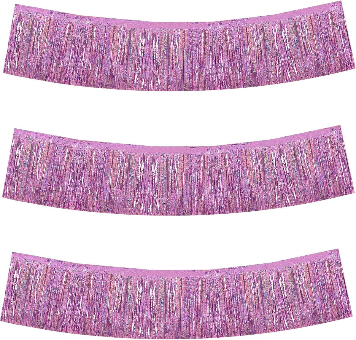 BEISHIDA 3 Packs Metallic Foil Fringe Garland Shining Purple Wall Hanging Tinsel Fringe Banners for
