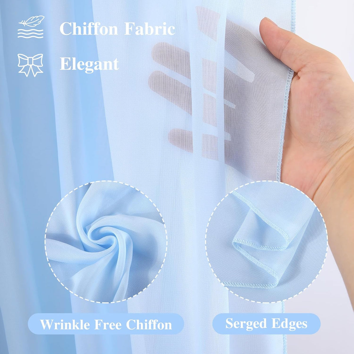 Wedding Arch Draping Fabric, 1 Panel 18FT Baby Blue Sheer Backdrop Curtain Chiffon Fabric Drapes