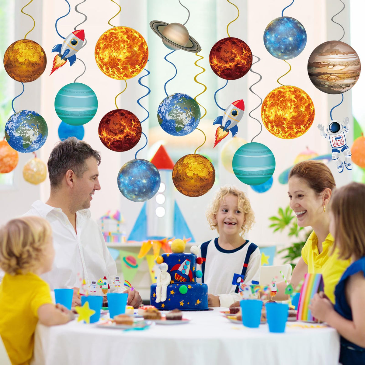 40Pcs Solar System Hanging Swirl Decorations, Outer Space Party Ceiling Hanging Swirls Space Themed