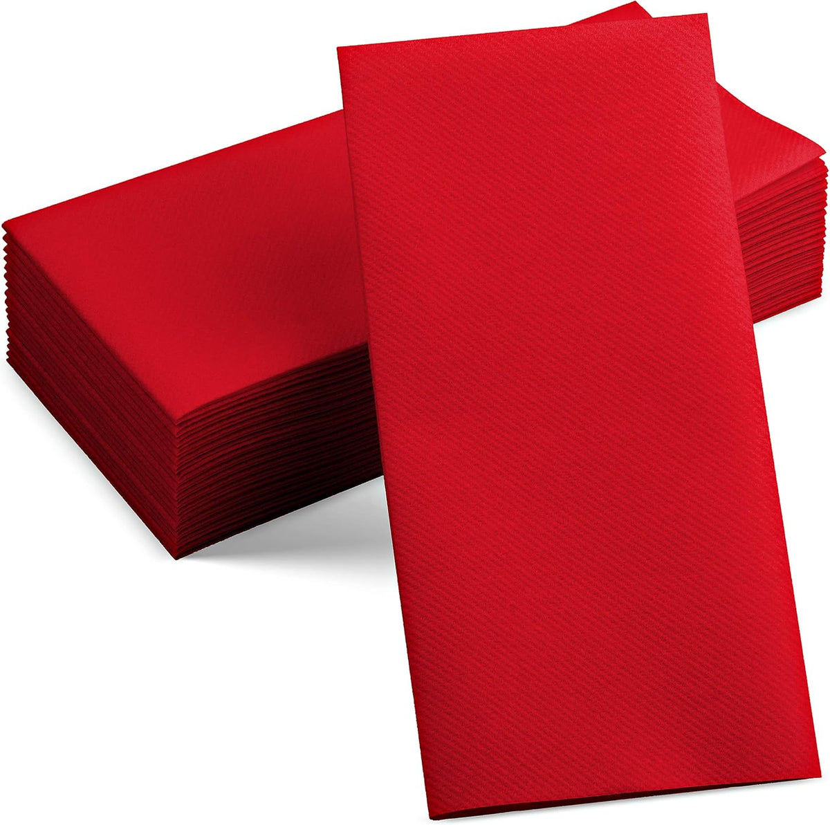 50-Pack Disposable Linen-Feel Red Napkins, 12" x 17" Cloth-Like Paper Dinner Napkins For Christmas