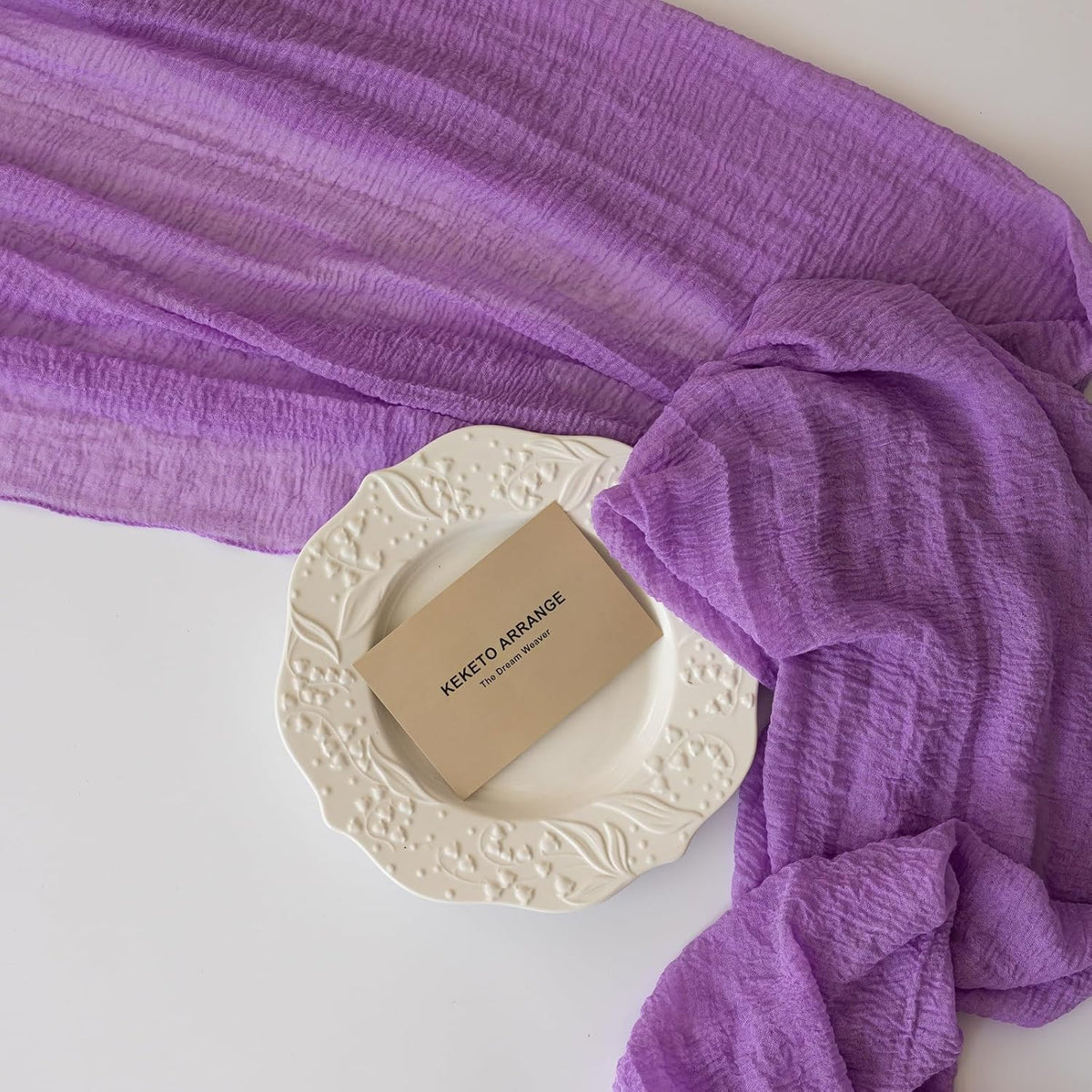 Table Runner Lavender Gauze Rustic Boho Lilac Cheesecloth Grape Table Runner 120 Inch 10 FT for