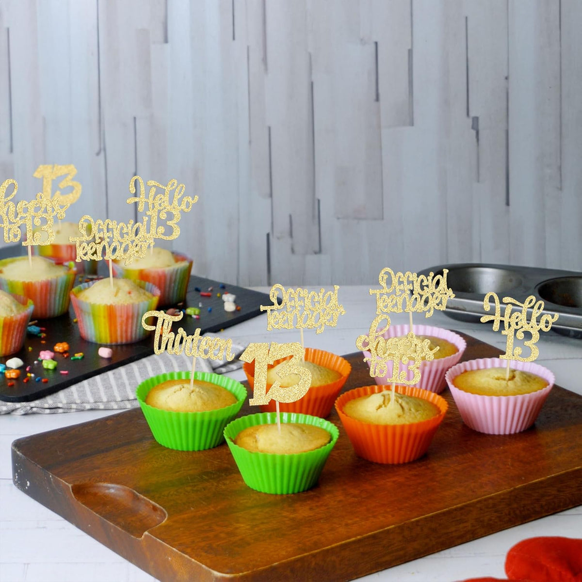 30Pcs 13th Birthday Cupcake Toppers Hello 13 Cupcake Picks Official Teenager Cheers to 13 Years Old