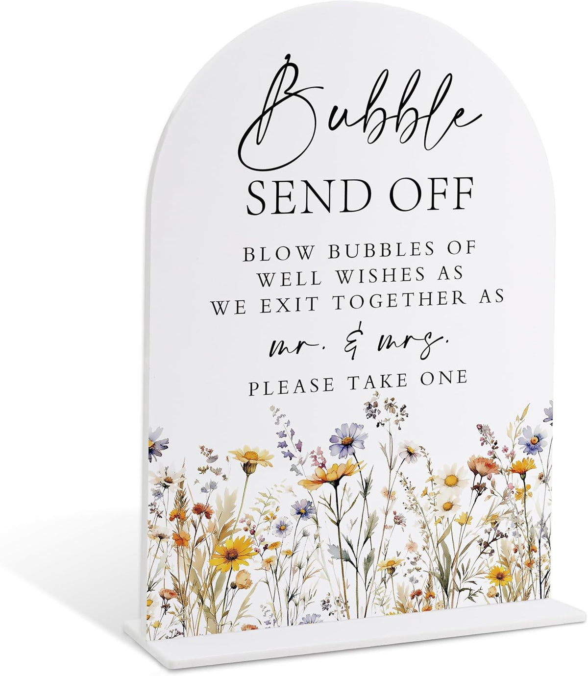 Wedding Signs for Ceremony and Reception, Boho Floral Acrylic Bubble Send Off Sign, Wedding Signage