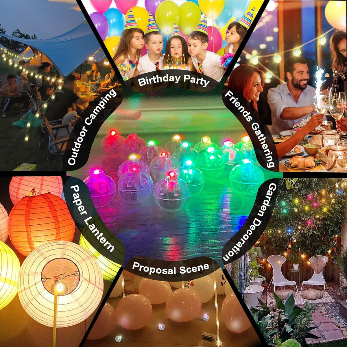 100pcs 10 Colors Balloon Lights, LED Assorted Colors Flash Lights, Mini Ball Light Round LED Ball