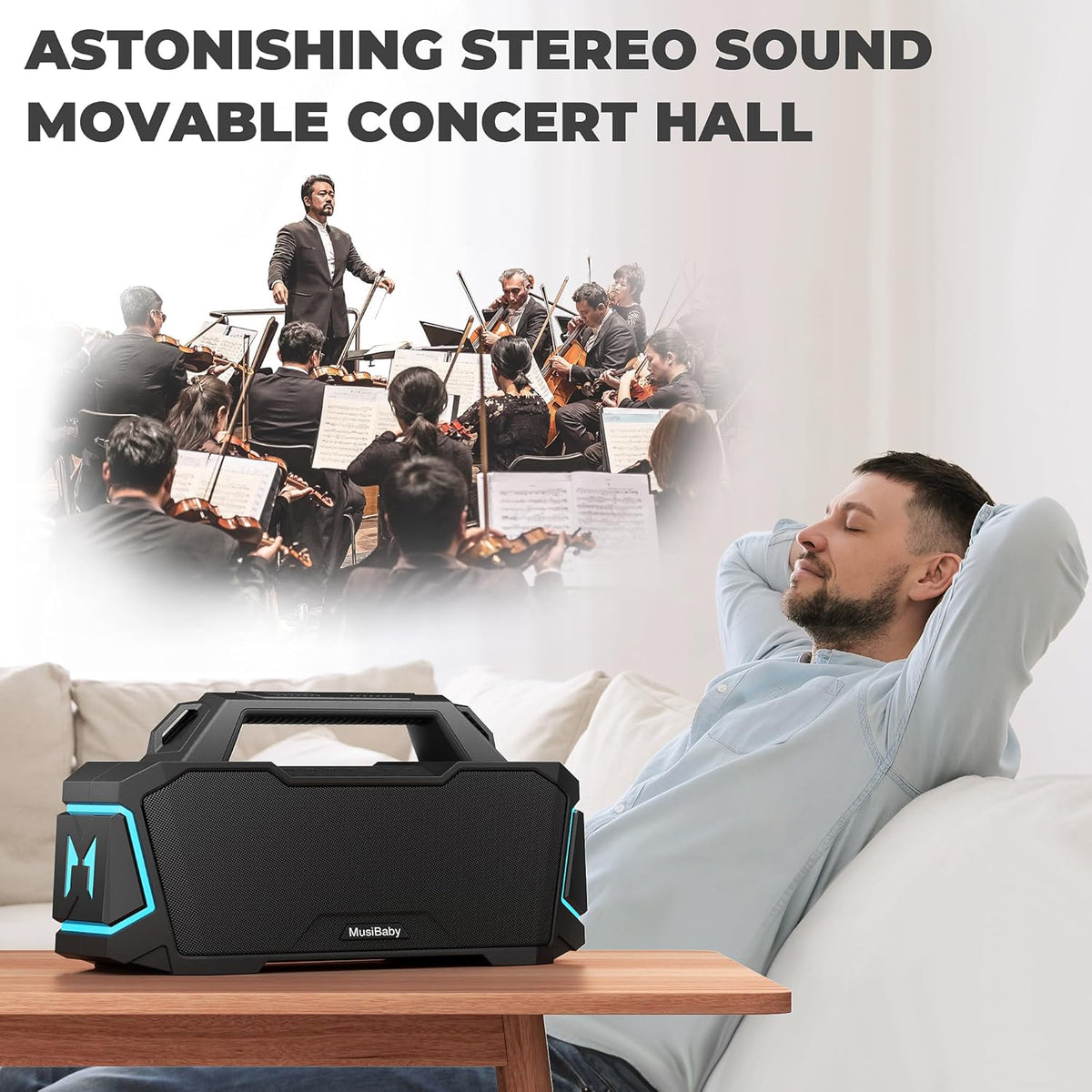 Bluetooth Speaker,Musibaby M1 Portable Bluetooth Speakers:Loud Stereo Sound with Subwoofer,Deep