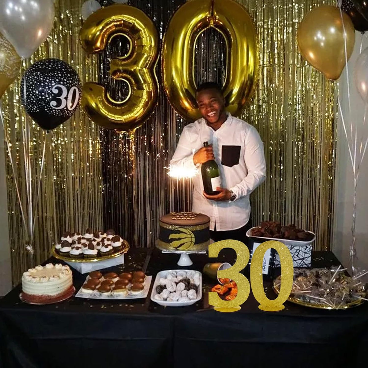 TONIFUL 11.8 Inch Gold Glitter Numbers Table Centerpieces 0-9 Birthday Party Decorations,Shining
