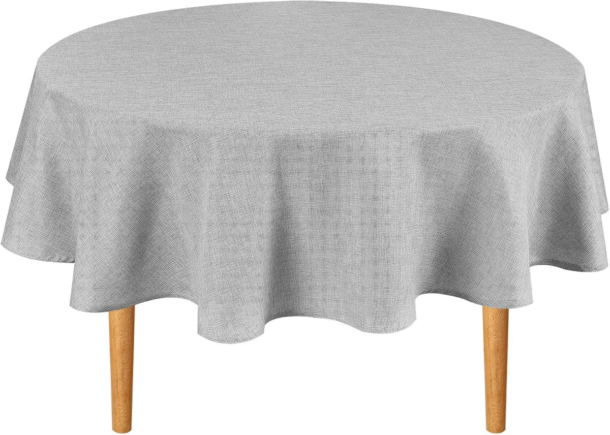 Hiasan 60 Inch Round Tablecloth Linen - Wrinkle and Stain Resistant Washable Polyester Fabric Table
