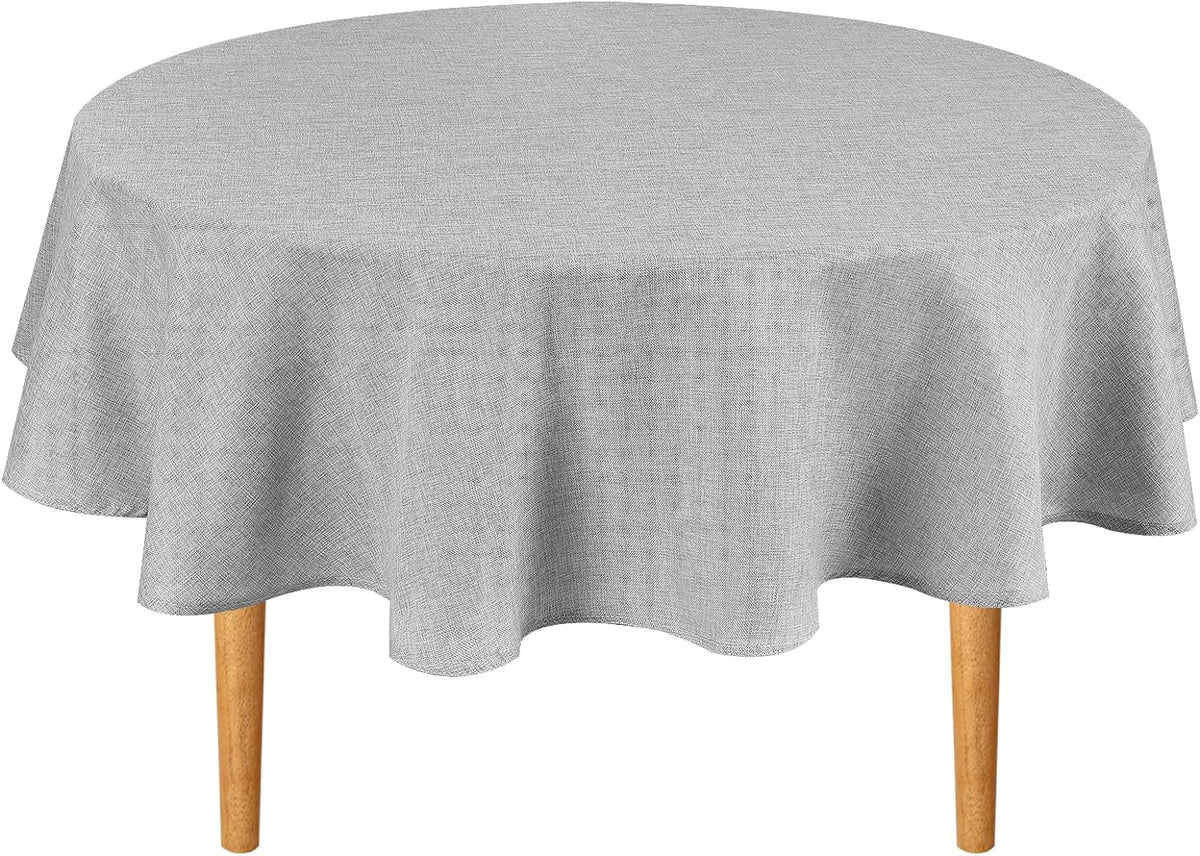 Hiasan Round Tablecloth 80 Inch Linen - Wrinkle and Stain Resistant Washable Polyester Fabric Table