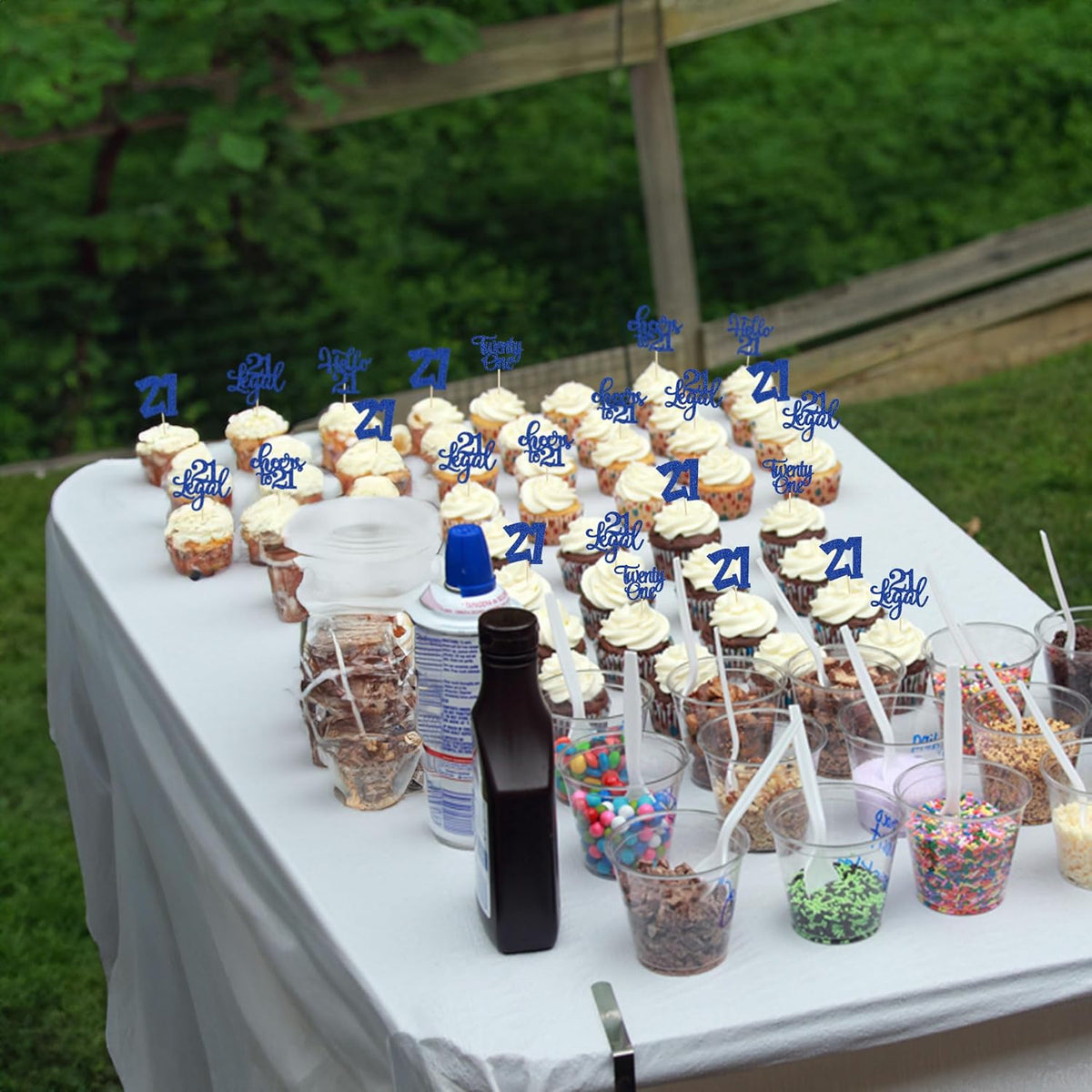30pcs 21st Birthday Cupcake Toppers - Legal 21st Cupcake Picks - Cheers to 21 Years Old Cake