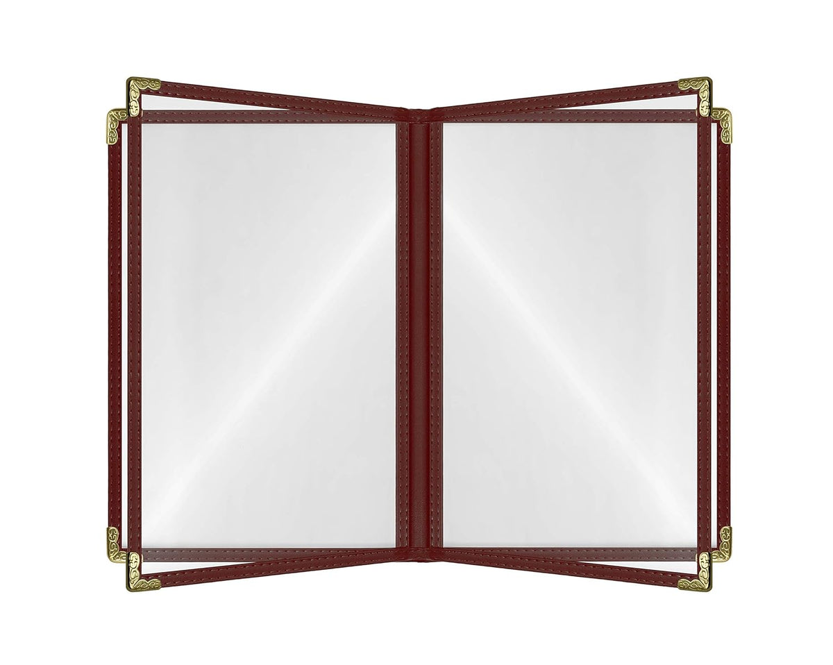 Goodsmart Restaurant Menu Covers - 25 Pack Burgundy 8.5" x 11", 4-Page/8-View, Side-Loading Vinyl