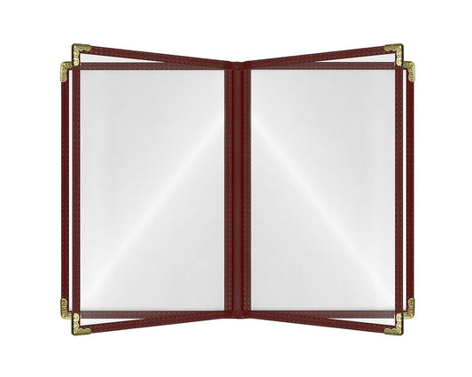 Goodsmart Restaurant Menu Covers - 25 Pack Burgundy 8.5" x 11", 4-Page/8-View, Side-Loading Vinyl