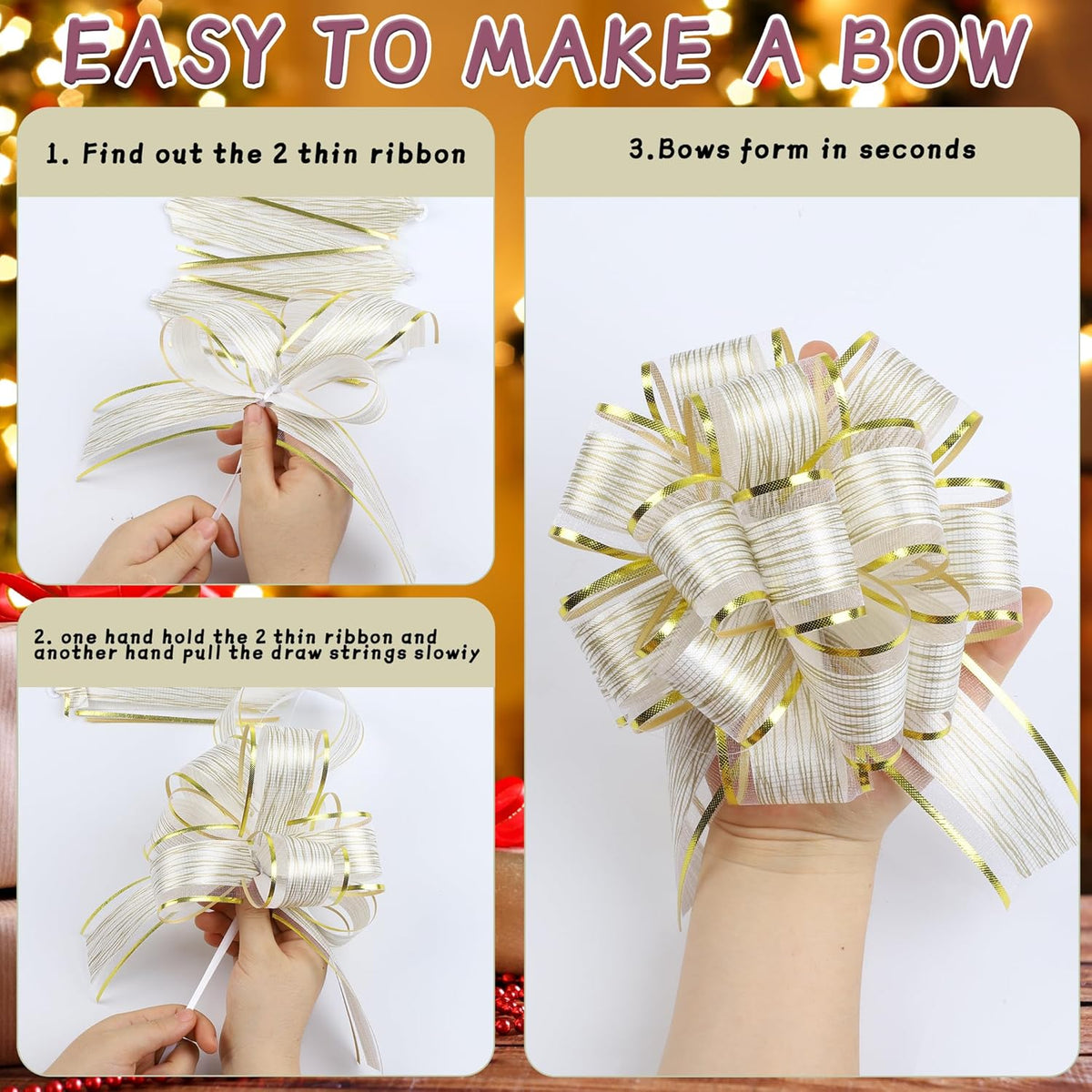 12 Pcs 6 Inch Large Pull Bows, Wedding Gift Ribbon Bow, Party Birthday Holiday Gift Wrapping Bow