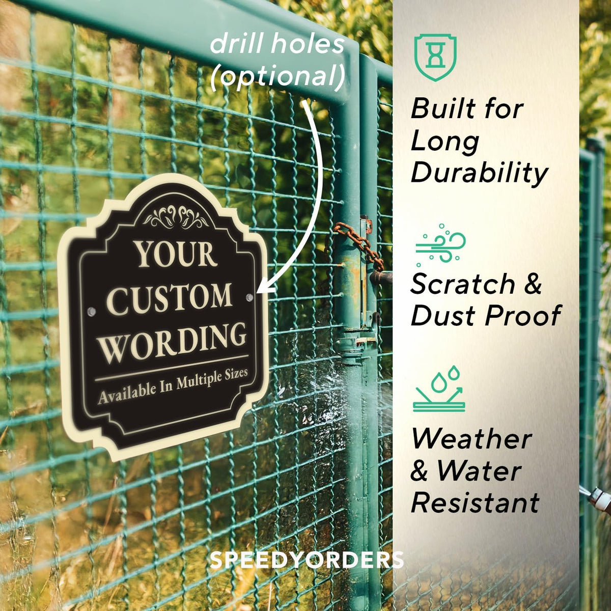 Custom Decorative Outdoor Metal Sign - Personalized Aluminum - Design 2 Black Charcoal 24x24 In