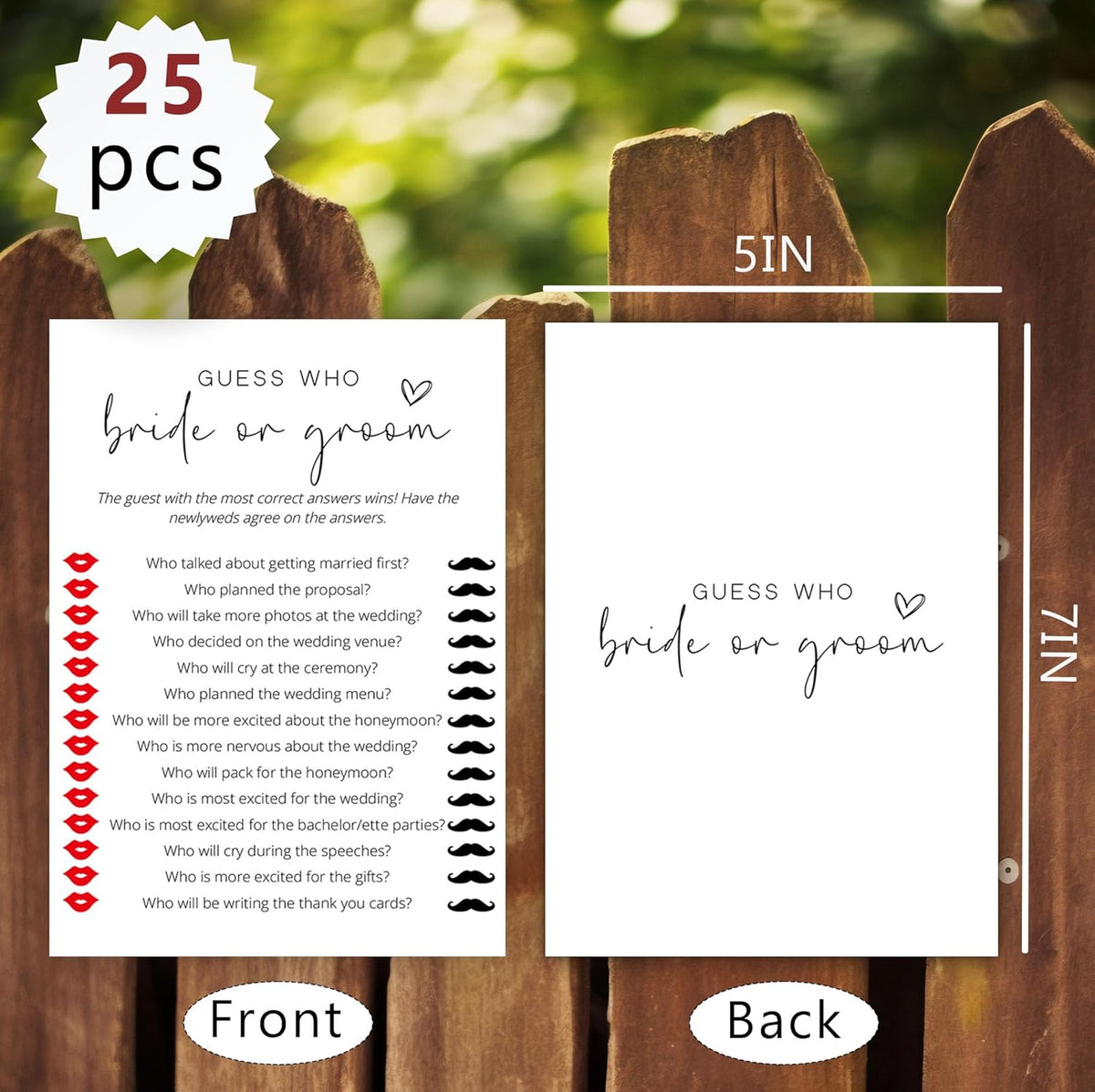 Bridal Shower Games, Bride or Groom, 25Pcs Minimalist White Double-Sided Bridal Game Cards, Wedding