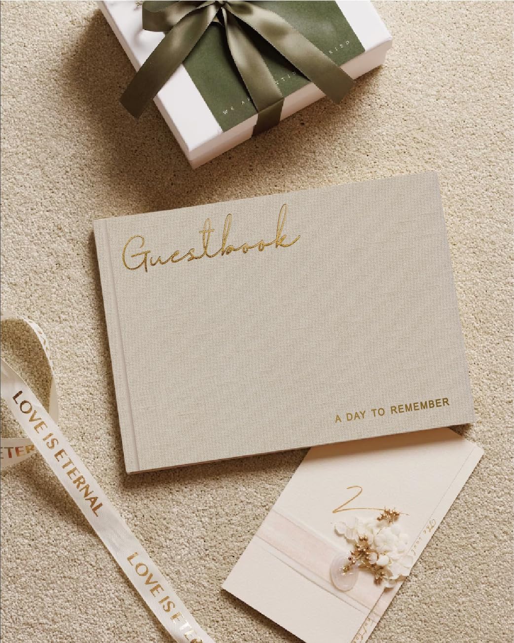 Elegant Linen Wedding Guset Book - Polaroid Guest Book for Wedding Reception,Baby Shower,Bridal