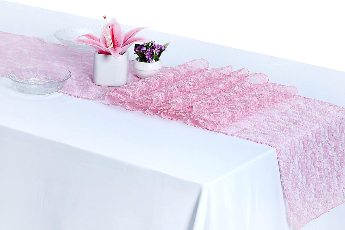 MDS Pack of 15 Wedding 12 x 108 inches Lace Table Runner for Wedding, Decorations for Birthday