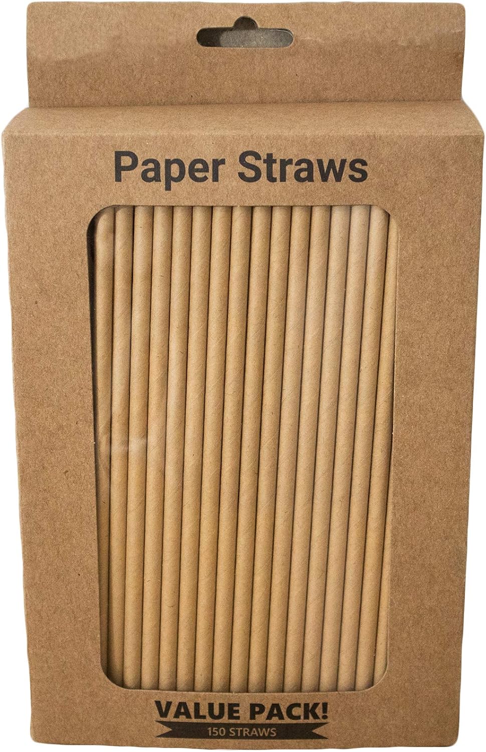 Pack of 900 Natural Kraft Biodegradable 4-Ply Paper Drinking Straws (Compostable, Non-toxic