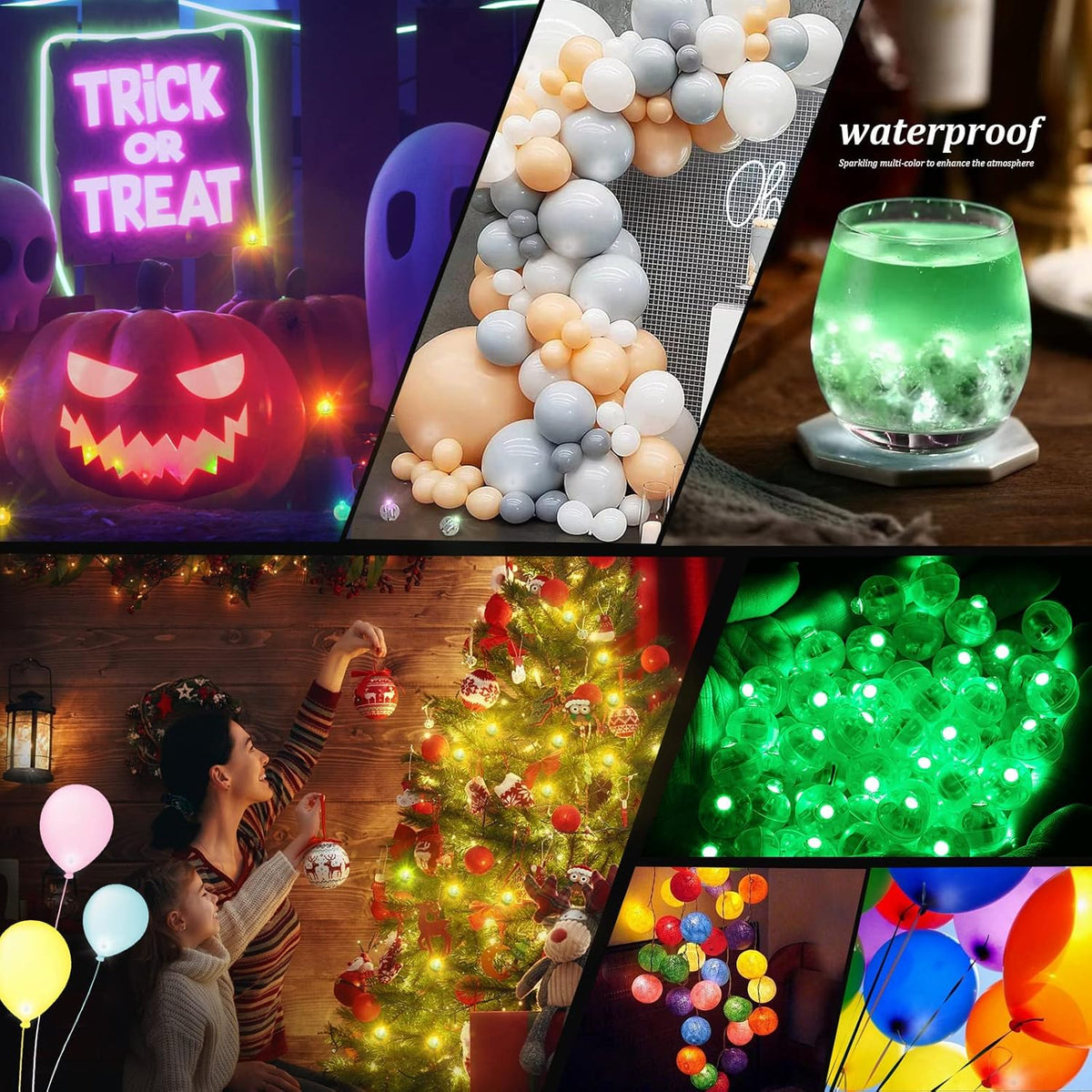 50pcs LED Green Balloon Lights, Round LED Mini Lights for Paper Lantern Balloon Birthday Party