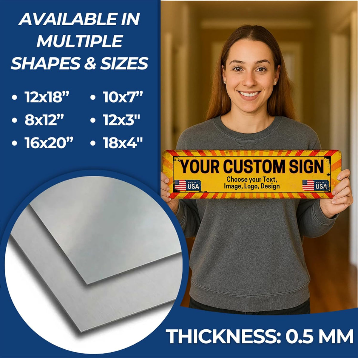 Custom Arrow Metal Sign by DC | Directional Signs for Indoor & Outdoor Use | Personalized Rust-Free