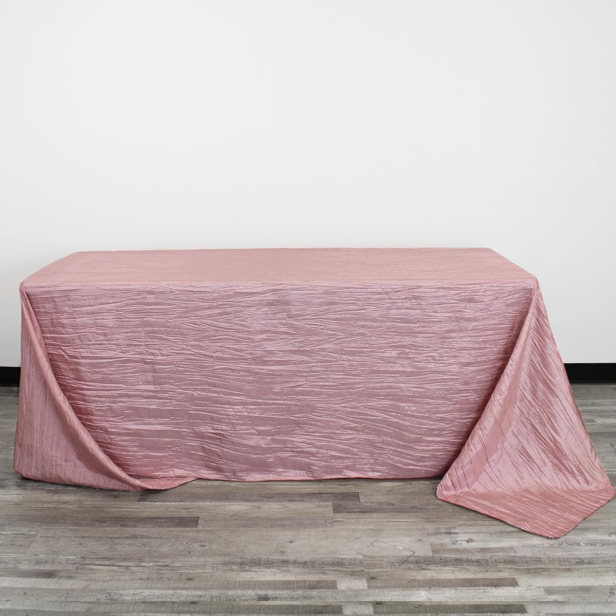 YOUR CHAIR COVERS - 90 x 156 inch Rectangular Crinkle Taffeta Tablecloth - Dusty Rose, Rectangle