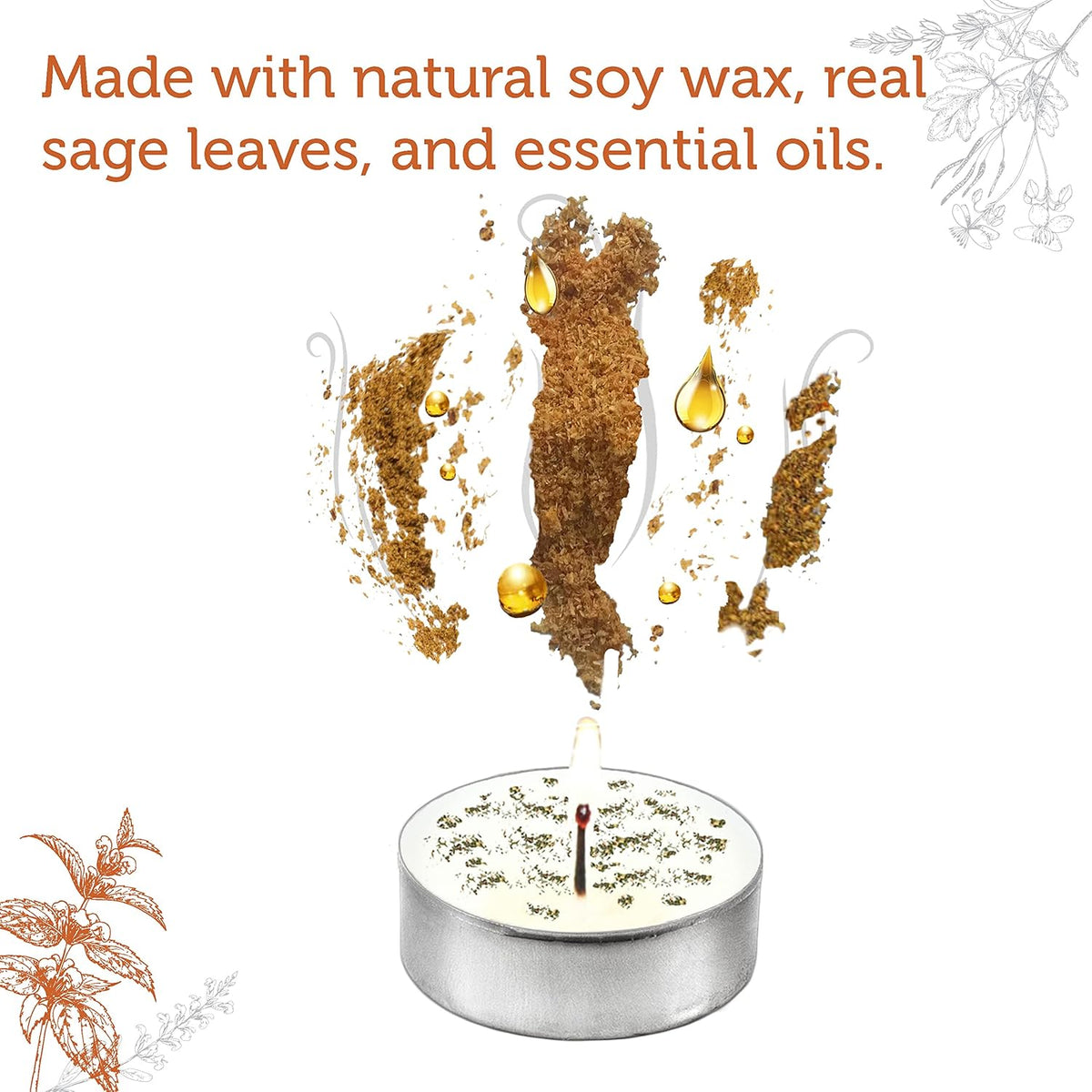 SOUL STICKS 12 Pack Little Smudgies Tealight Candles Smudge Candle for Cleansing House, Meditation