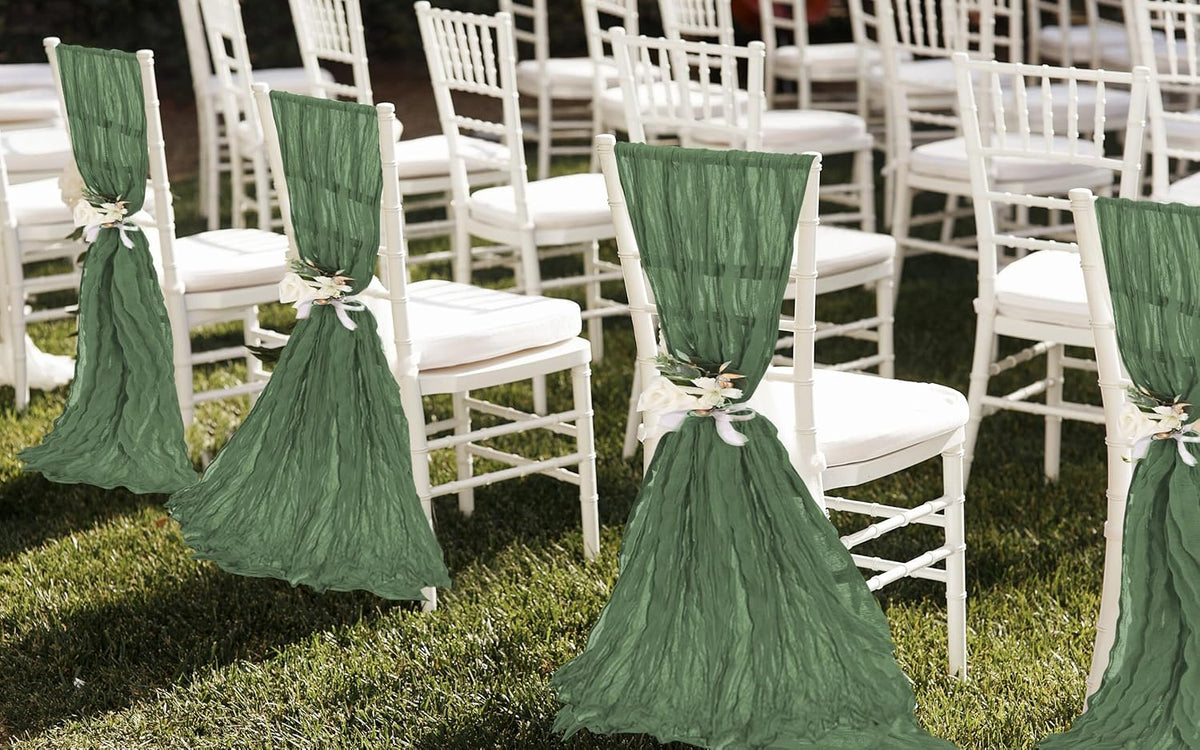 50 PCS Cheesecloth Chair Sashes, Bows Designed ChairSashes, 15.7x108 inch Chair Sashes for Aisle