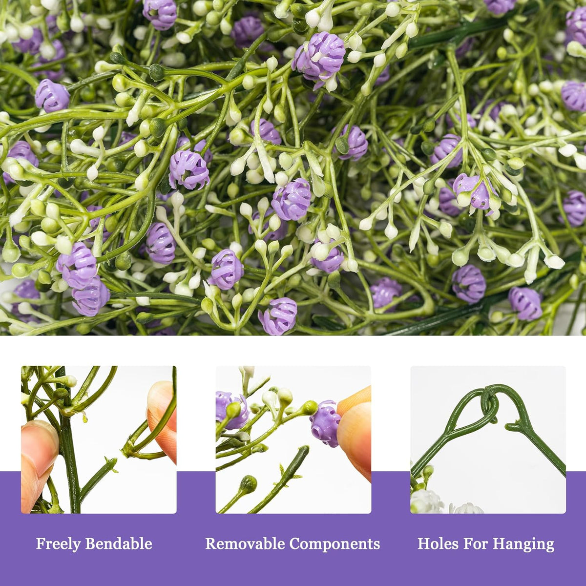 Artificial Baby Breath Flower Vines, Babys Breath Artificial Flowers Real Touch Faux Gypsophila