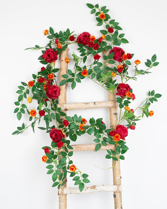 6FT Bendable Flower Garland, Artificial Rose Vine Hanging Floral Garland Decoration for Weding Home