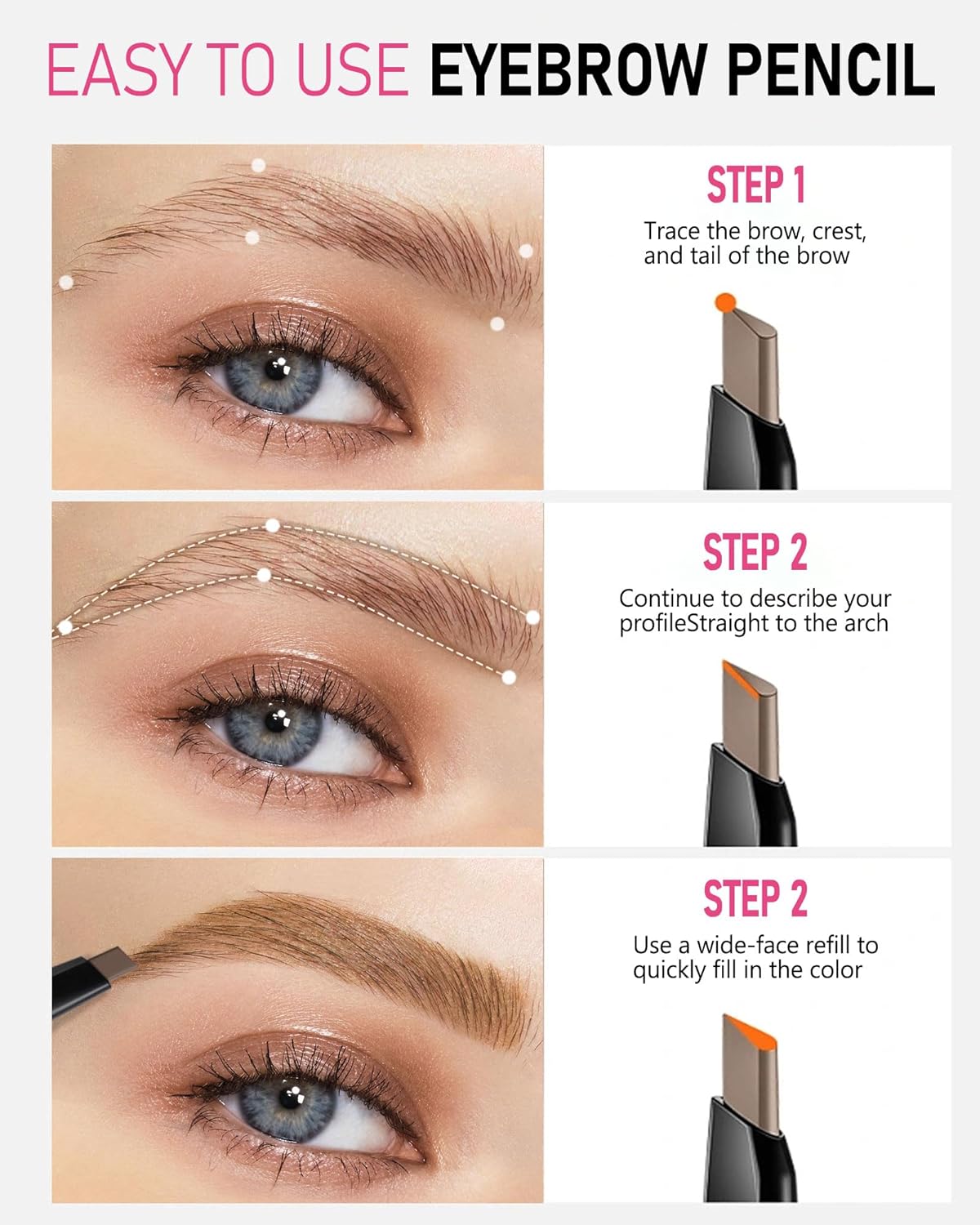 Light Brown Eyebrow Pencil Waterproof for Women - Eye Brow Makeup Pen