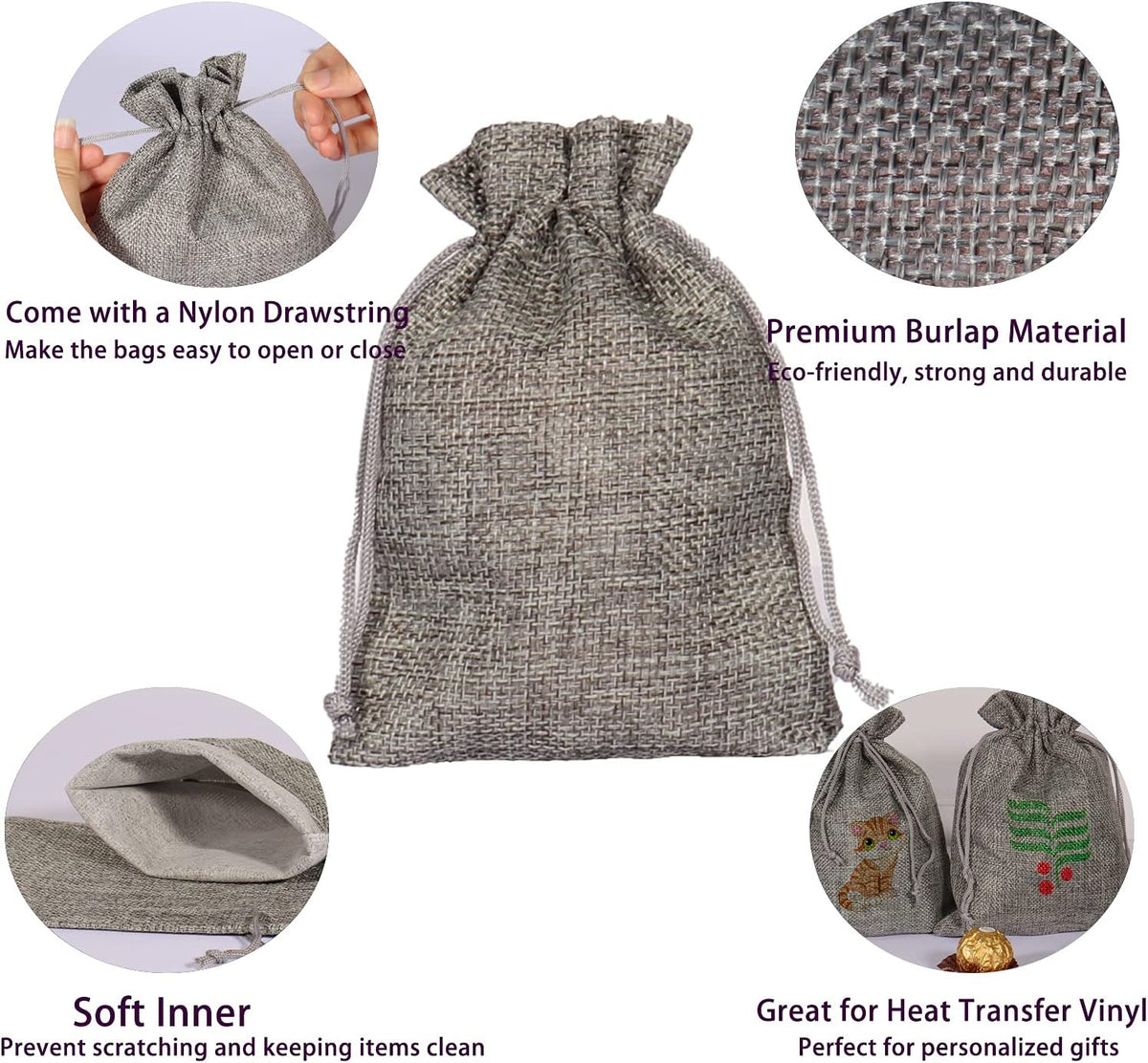 20pcs Burlap Bags with Drawstring, 2.7x3.5 Inch Jute Jewelry Gift Bags Bulk for Christmas Wedding